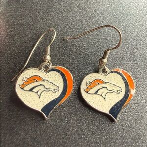 Denver Broncos Heart Logo Dangle Earrings - Orange & Navy